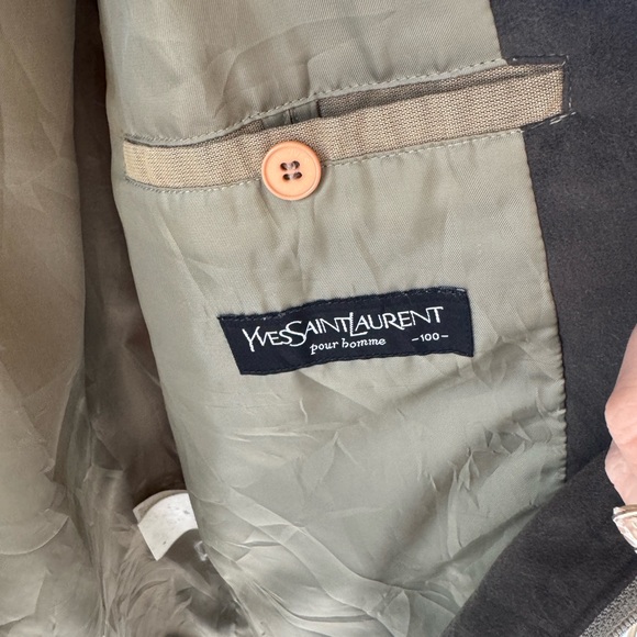 Yves Saint Laurent Vintage Windbreaker Jacket Khaki Logo Size XL - Picture 6 of 7